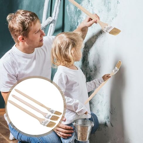 3pcs Angled Paint Brush with Long Handle, Reusable Soft Bristles in Saudi Arabia