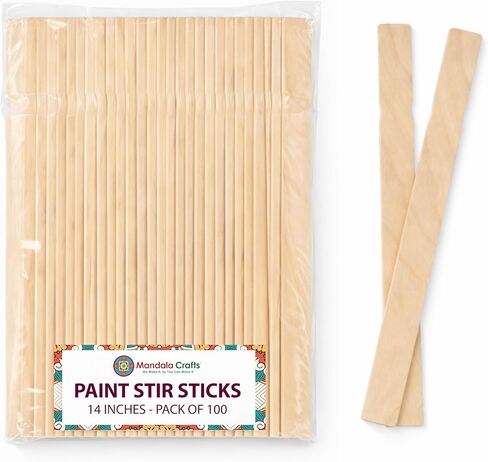 Mandala Crafts Paint Stir Sticks Bulk Pack, Wood Paint Stirrers Paint Mixing Sticks for Epoxy Resin, 14 in 5 Gal Wooden Paint Sticks for Painting Crafts Garden Library 25 PCs in Kuwait