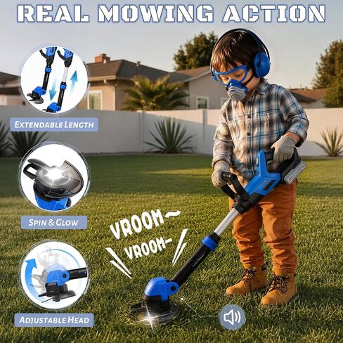 Dreamon 3 in 1 Kids Tool Set, Kids Leaf Blower, Weed Wacker Toy, Trimmer, 8PCS Kids Power Lawn Tools with Realistic Sounds & Motion, Volume +/-, Outdoor Toy, Christmas Birthday Gifts for Boy 3 4 5 6 in Saudi Arabia