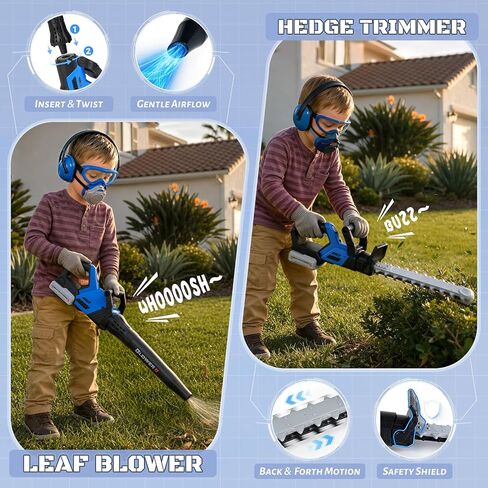 Dreamon 3 in 1 Kids Tool Set, Kids Leaf Blower, Weed Wacker Toy, Trimmer, 8PCS Kids Power Lawn Tools with Realistic Sounds & Motion, Volume +/-, Outdoor Toy, Christmas Birthday Gifts for Boy 3 4 5 6 in Saudi Arabia