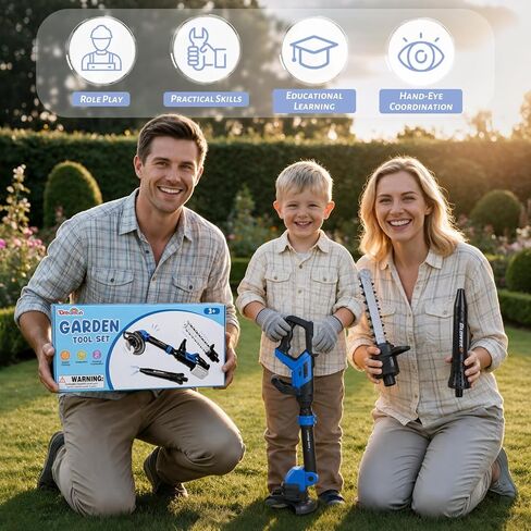 Dreamon 3 in 1 Kids Tool Set, Kids Leaf Blower, Weed Wacker Toy, Trimmer, 8PCS Kids Power Lawn Tools with Realistic Sounds & Motion, Volume +/-, Outdoor Toy, Christmas Birthday Gifts for Boy 3 4 5 6 in Saudi Arabia