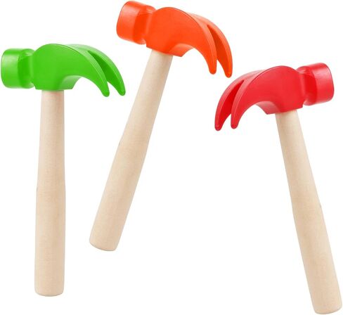Fowecelt 2 Pack Wooden Hammer Toys Simulation Hammers Maintenance Tools Educational Toys for Birthday Party Games Supplies(Red & Green) in Kuwait