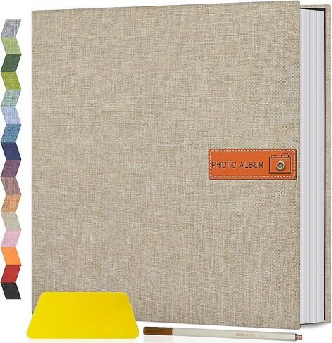 Popotop Large Photo Album Self Adhesive 4x6 5x7 8x10 Scrapbook Album DIY Picture Book,Gifts for Mom,Family Baby and Wedding,with Metal Pen and Plastic Board in Kuwait