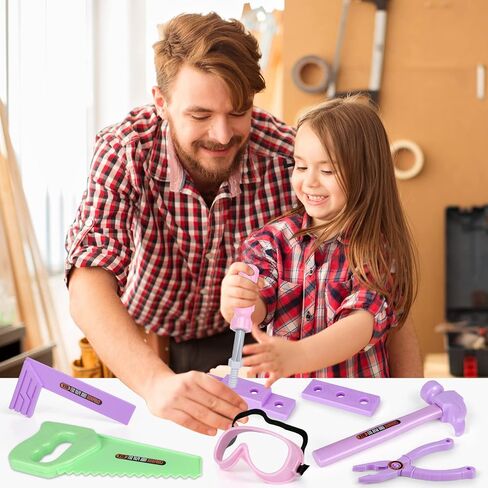 Kids Tool Set - Toddler Tool Playset with Toy Drill, Toy Tool Box, Construction Tools - Pretend Play Toddler Girl Toys Gifts for Toddlers Kids Aged 3 4 5 6 (Pink Tools) in Kuwait