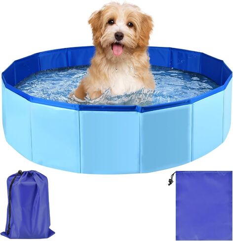 24 x 8 Inch Foldable Dog Pool with Storage Bag, PVC Pet Bath Tub in Saudi Arabia