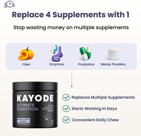 Kayode Ultimate Digestion. Fast Facting Anti Diarrhea for Dogs. Dog Fart Remedy & Dog Gas Relief. Natural Nutrients for Healthier, Firmer Stools. Pumpkin & Digestive Enzymes for Dogs. in Saudi Arabia