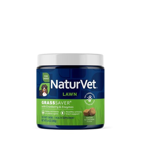 NaturVet - رقائق GrassSaver للكلاب بالإضافة إلى الإنزيمات - 300 رقاقة - مكمل صحي للمساعدة في تخليص حديقتك من البقع الصفراء - مزيج تآزري من فيتامينات ب المعقدة والأحماض الأمينية in Kuwait