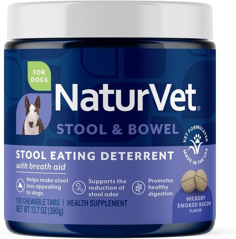 NaturVet Stool Eating Deterrent with Breath Aid for Dogs - 130 Soft Chews in Kuwait
