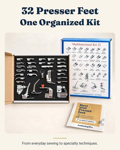32-Piece LuminologyPro Sewing Machine Presser Feet Set with Snap-On Feet in Saudi Arabia