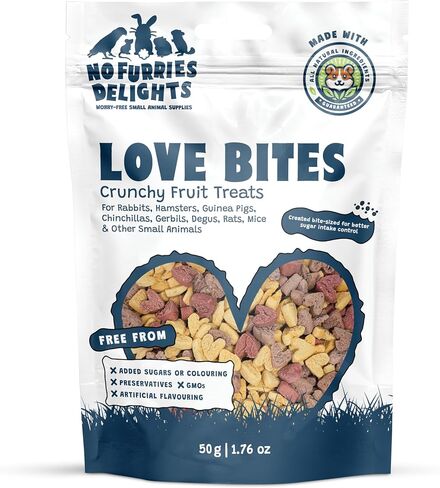 Treats, 100% All Natural Mini Bites for Rabbit Hamster Guinea Pig Chinchilla Pet Rat Mice Gerbil Bird Healthy Enrichment Bonding Rewarding Training Nature's Bites Variety Pack 50g in Kuwait