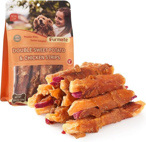 Dog Jerky Treats Duck Wrapped Orange Purple Sweet Potato, 10.6 oz in Kuwait
