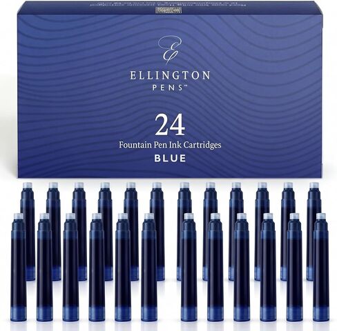 Fountain Pen Ink Refills - 24 Pack International Standard Size Cartridges - Premium Quality & Non-Toxic - Long-Lasting Ink in Kuwait