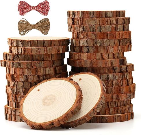 SENMUT Wood Slices 3.5-4.0 Inch Natural Rounds Unfinished Wooden Circles in Kuwait