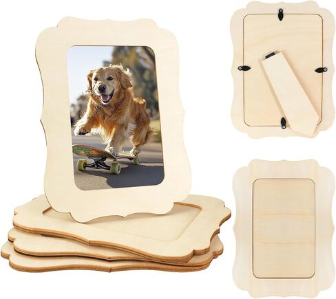 VOKOY 4 Pack Wooden Picture Frames for Crafts, 4x6 Inch Wood DIY Picture Frame for Crafting & Painting, Unfinished Standing Photo Frame Wood Decorations for Art Projects Birthday Gifts in Saudi Arabia