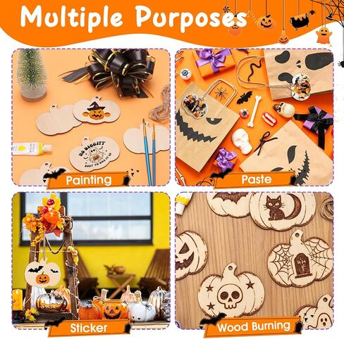 36 PCS Wooden Pumpkins Ornaments to Paint, 3.5in Wood Ornaments for Crafts in Saudi Arabia
