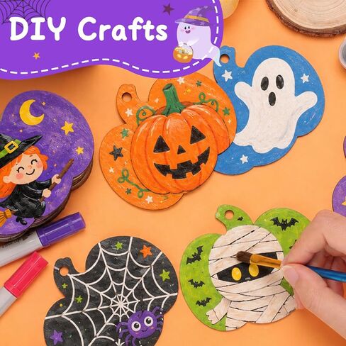 36 PCS Wooden Pumpkins Ornaments to Paint, 3.5in Wood Ornaments for Crafts in Saudi Arabia