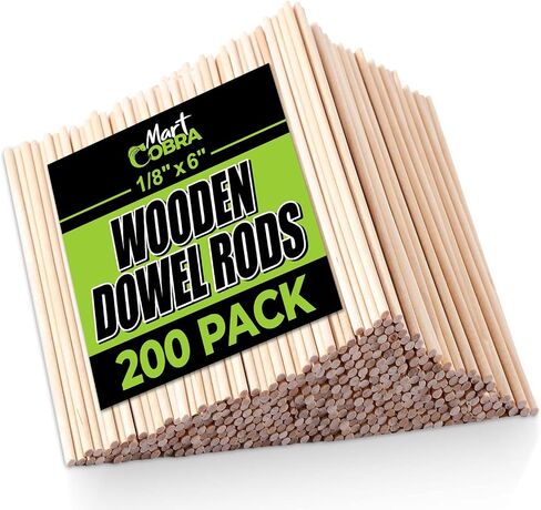 Wooden Dowel Rods 1/8 x 6 Inch Birch Wood Dowels Craft Stick Round 200 Pack in Kuwait