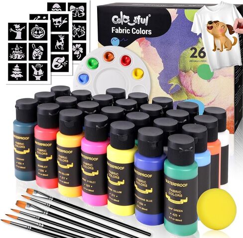 Colorful Fabric Paint Set for Clothes,14 Colors 2 Fl Oz Paint for Kids in Saudi Arabia