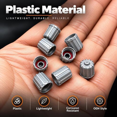 TPMS Plastic Tire Valve Stem Caps Black with Gasket Universal Air Tire Stem Caps for Automotive Valve Caps, Dustproof, Airtight Seal丨All-Weather, Leak-Proof, Air Protection丨Light-Weight (8 Pack) in Kuwait
