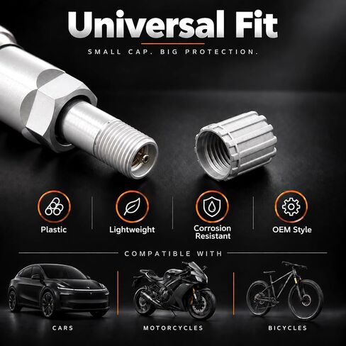 TPMS Plastic Tire Valve Stem Caps Black with Gasket Universal Air Tire Stem Caps for Automotive Valve Caps, Dustproof, Airtight Seal丨All-Weather, Leak-Proof, Air Protection丨Light-Weight (8 Pack) in Kuwait