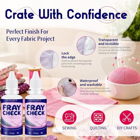 60ml Fray Check for Fabric,Fray Stop for Fabric,with Brush and Scraper in Kuwait