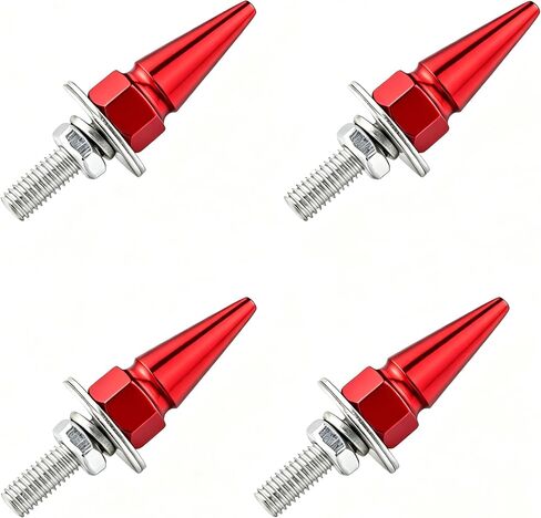 Lunsom Spike License Plate Fastener Screw Caps, Bolts Screws Fit Vehicles Motorcycle Trucks,4 PCS(Silver) in Kuwait