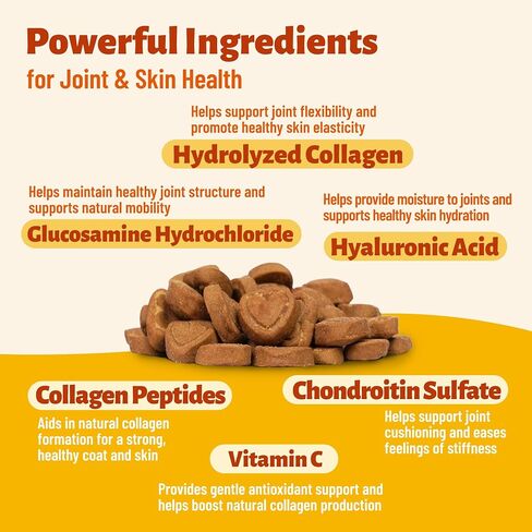 7.76 oz Collagen Bites for Cats - Cat Collagen Supplements with Glucosamine, Taurine & Omega 3 - Joint Health,Skin Coat & Immune Support - Pet Vitamins and Supplements in Saudi Arabia