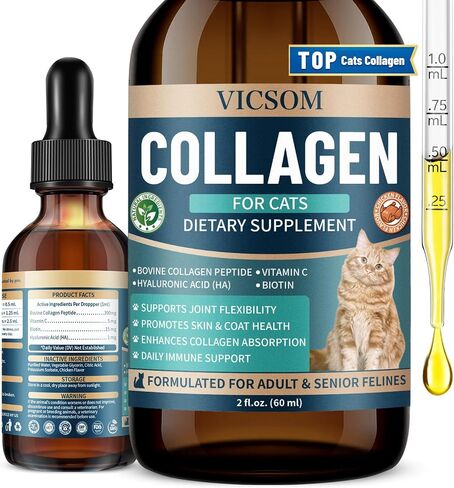 VICSOM Liquid Collagen for Cats, Cat Joint Supplement Drops, Joint & Coat in Kuwait