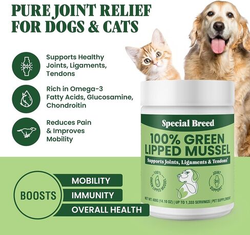 Special Breed Green Lipped Mussel Powder for Dogs & Cats - 100% New Zealand Green Lipped Mussels - 400 Grams - 1,333 Servings in Saudi Arabia