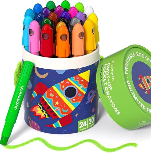 JUPITEARTH Silky Twist Crayons, 12 Colors Washable Crayons for Toddlers 1-3 in Saudi Arabia