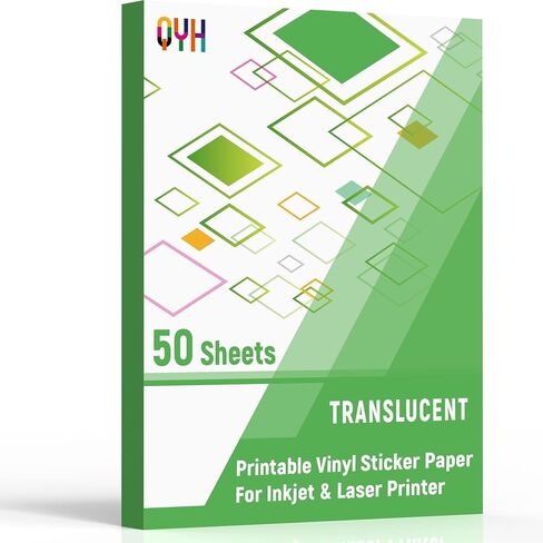 QYH Premium Printable Vinyl Sticker Paper - 50 Matte White Waterproof Decal Paper Sheets for Inkjet Printer Standard Letter Size 8.5"x11" in Kuwait