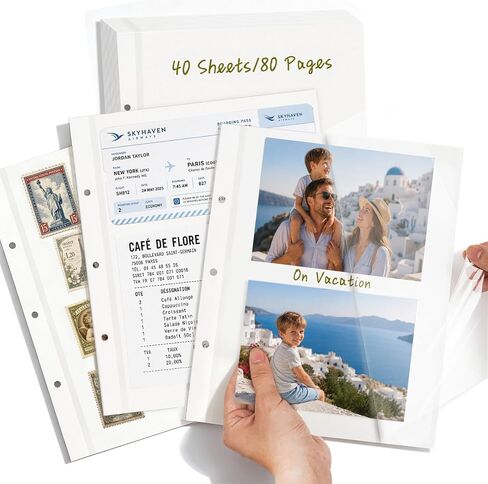 3 Ring Photo Album Refill Pages Self Adhesive 20 Sheets 40 Pages in Kuwait