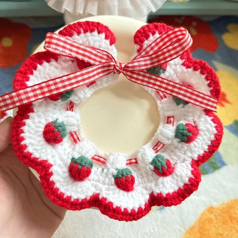 Qiansail Cute Cat Collars, Dog Bow Tie Collar with Strawberry Pattern Small Puppies Outfits Pet Clothes for Kitten Puppy (Red) in Saudi Arabia