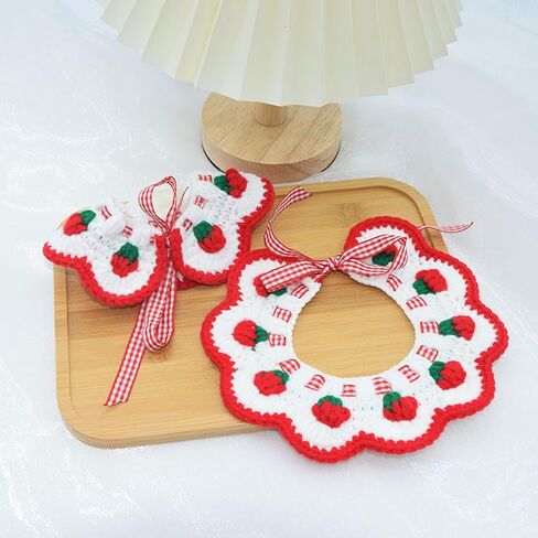 Qiansail Cute Cat Collars, Dog Bow Tie Collar with Strawberry Pattern Small Puppies Outfits Pet Clothes for Kitten Puppy (Red) in Saudi Arabia