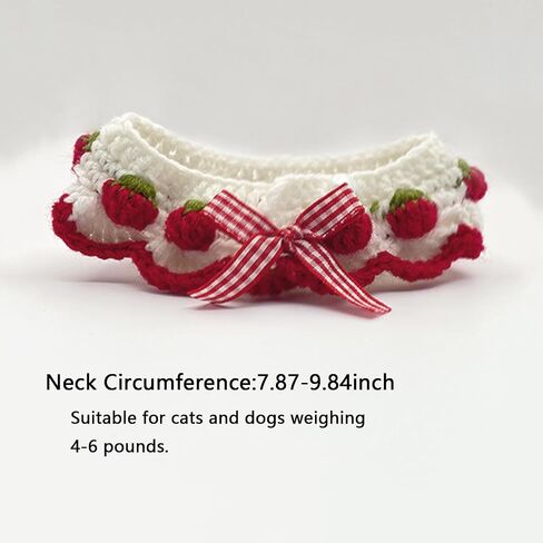Qiansail Cute Cat Collars, Dog Bow Tie Collar with Strawberry Pattern Small Puppies Outfits Pet Clothes for Kitten Puppy (Red) in Saudi Arabia