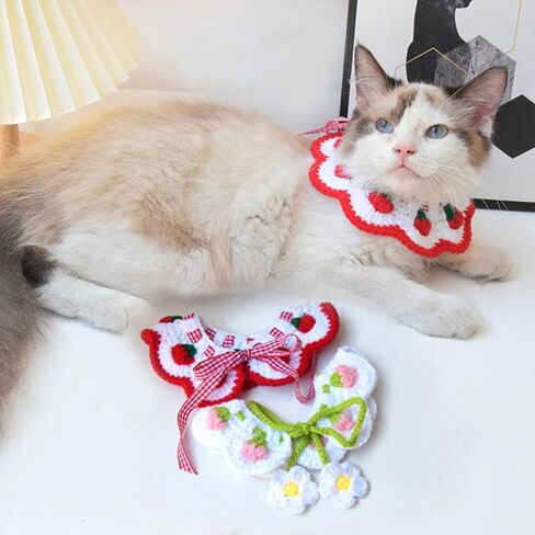 Qiansail Cute Cat Collars, Dog Bow Tie Collar with Strawberry Pattern Small Puppies Outfits Pet Clothes for Kitten Puppy (Red) in Saudi Arabia