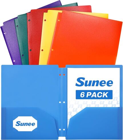 مجلدات جيب SUNEE ذات 3 فتحات (24 حزمة، لون باستيل) مجلدات جيب بلاستيكية لـ 3 مجلدات حلقية، مجلدات مثقوبة بثلاث فتحات مع جيوب، للأطفال والطلاب والمعلمين وموظفي المكاتب in Kuwait