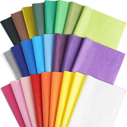 Bobobag 150 Sheets Colored Tissue Paper, 20X14 inch Christmas Tissue Paper for Gift Bags,Gold Silver Red Green Yellow White Black Gift Wrapping(25 Colors) in Kuwait
