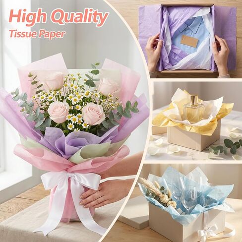 Bobobag 150 Sheets Colored Tissue Paper, 20X14 inch Christmas Tissue Paper for Gift Bags,Gold Silver Red Green Yellow White Black Gift Wrapping(25 Colors) in Kuwait