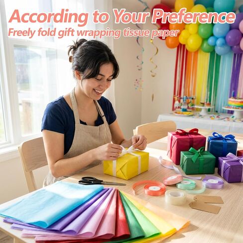 Bobobag 150 Sheets Colored Tissue Paper, 20X14 inch Christmas Tissue Paper for Gift Bags,Gold Silver Red Green Yellow White Black Gift Wrapping(25 Colors) in Kuwait
