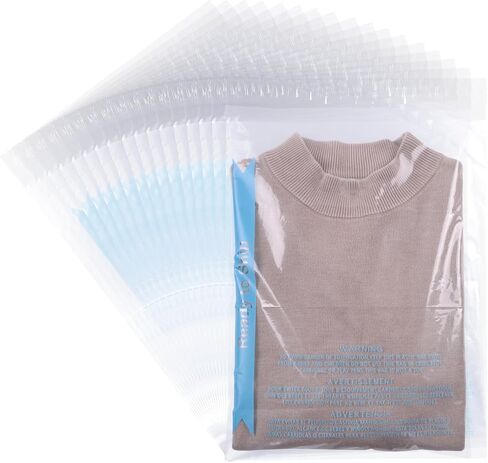 POLYSELLS Strong Self Seal Clear Poly Bags with Suffocation Warning for Packaging, Shipping, T-Shirts, Clothes & FBA, Permanent Adhesive, 9"x12", 200pcs in Kuwait