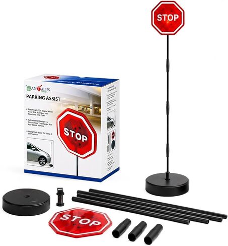 Andalus Brands Flashing LED Stop Sign Garage Parking Assistant System | Bumper Sensor,Red (1 Pack) in Kuwait