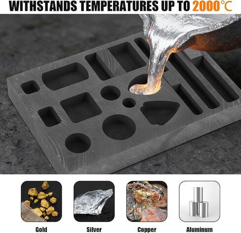 14-in-1 Graphite Ingot Mold, High Temperature Alloy Casting Mold for Metal Melting & Refining DIY Jewelry Smelting and Making Supply in Kuwait