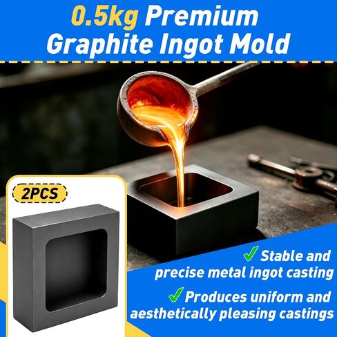 2Pack 0.5kg Graphite Ingot Mold for Melting & Metal Casting in Saudi Arabia