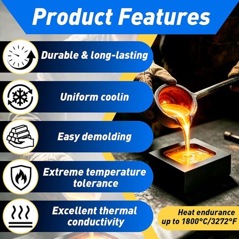 2Pack 0.5kg Graphite Ingot Mold for Melting & Metal Casting in Saudi Arabia