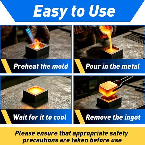 2Pack 0.5kg Graphite Ingot Mold for Melting & Metal Casting in Saudi Arabia