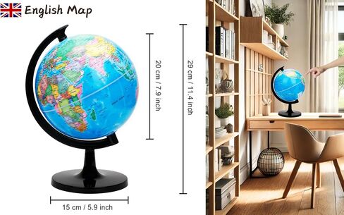 EXERZ 8" World Globe - Political Map Educational Earth Globe - English in Saudi Arabia