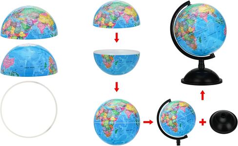 EXERZ 8" World Globe - Political Map Educational Earth Globe - English in Saudi Arabia