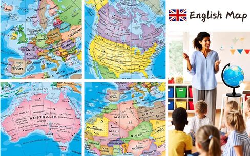 EXERZ 8" World Globe - Political Map Educational Earth Globe - English in Saudi Arabia