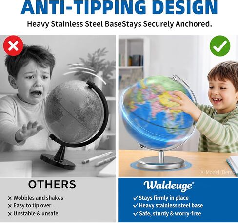 Waldauge 9 Inch Illuminated World Globe, LED Constellation in Saudi Arabia
